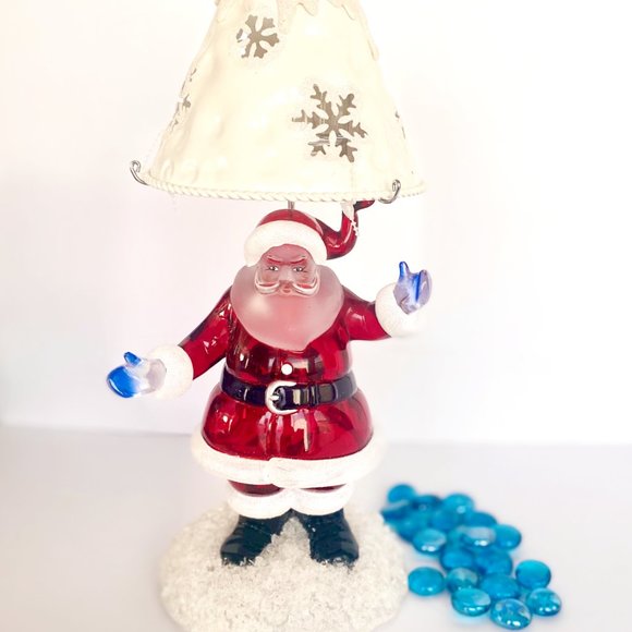 Santa Claus Candle Holder, glass and ceramic, vintage, deco, Christmas, gift - Picture 5 of 12